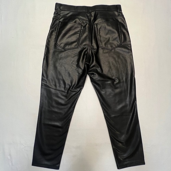Abercrombie & Fitch Black Vegan Leather The Skinny High Rise Pants Size 12 Short - Picture 10 of 12